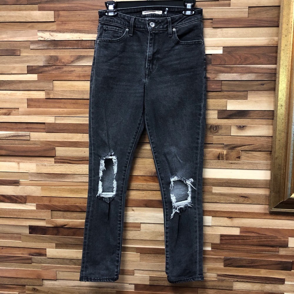 Levi’s 721 Ripped High Waist Skinny Jeans Black